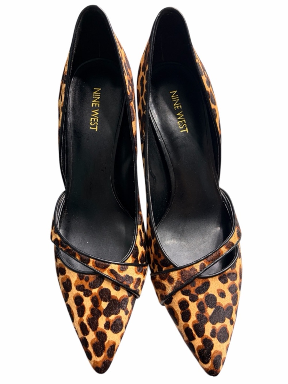 Nine West Leopard Print Calf Hair Heels Size 10 Pointed Toe Pumps